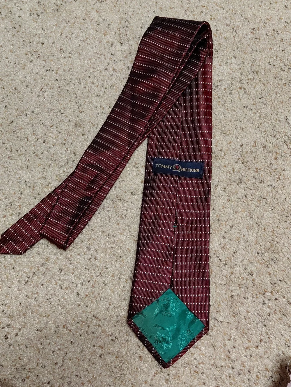 Tommy Hilfiger Maroon Textured Silk Tie with Subtle Stripe